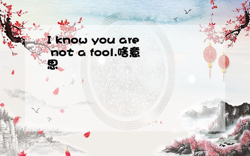 I know you are not a fool.啥意思