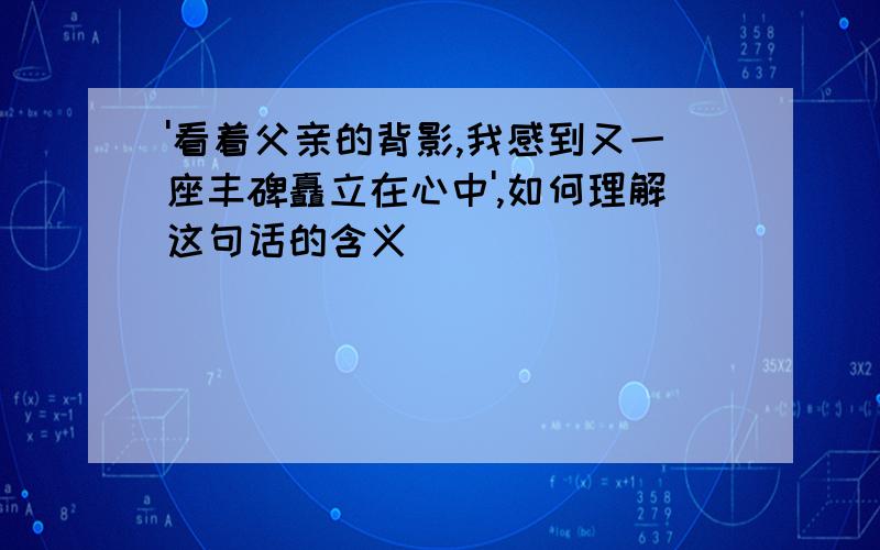 '看着父亲的背影,我感到又一座丰碑矗立在心中',如何理解这句话的含义