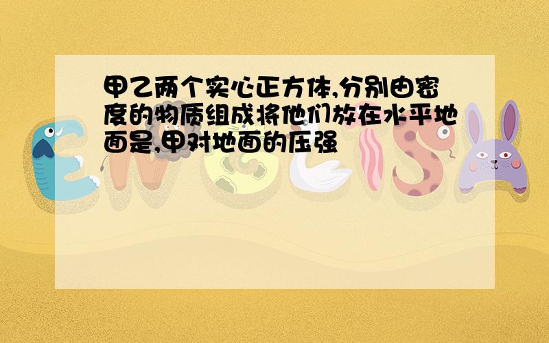 甲乙两个实心正方体,分别由密度的物质组成将他们放在水平地面是,甲对地面的压强