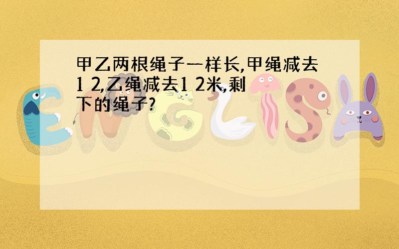 甲乙两根绳子一样长,甲绳减去1 2,乙绳减去1 2米,剩下的绳子?