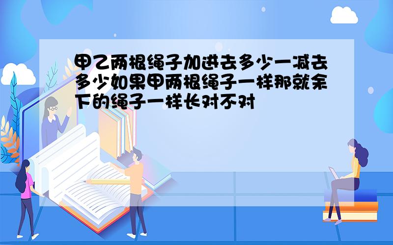 甲乙两根绳子加进去多少一减去多少如果甲两根绳子一样那就余下的绳子一样长对不对