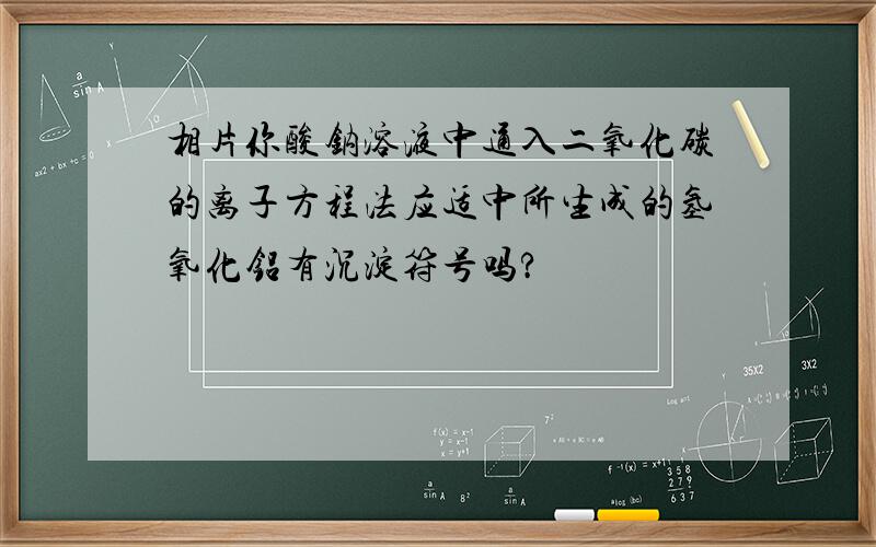 相片你酸钠溶液中通入二氧化碳的离子方程法应适中所生成的氢氧化铝有沉淀符号吗?