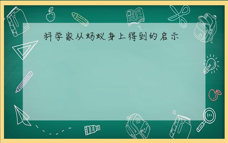 科学家从蚂蚁身上得到的启示