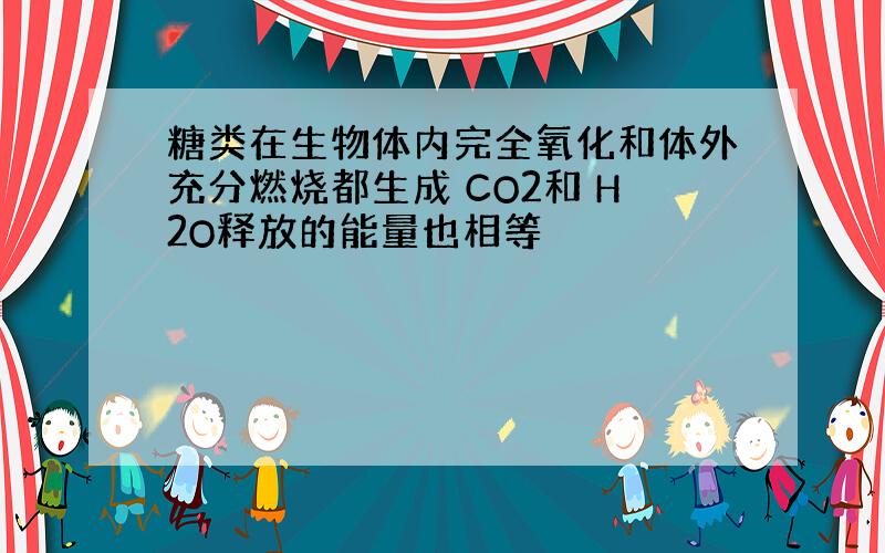 糖类在生物体内完全氧化和体外充分燃烧都生成 CO2和 H2O释放的能量也相等