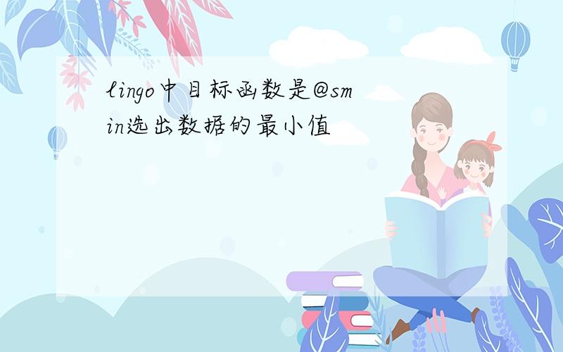 lingo中目标函数是@smin选出数据的最小值