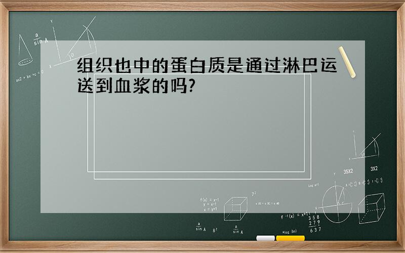 组织也中的蛋白质是通过淋巴运送到血浆的吗?