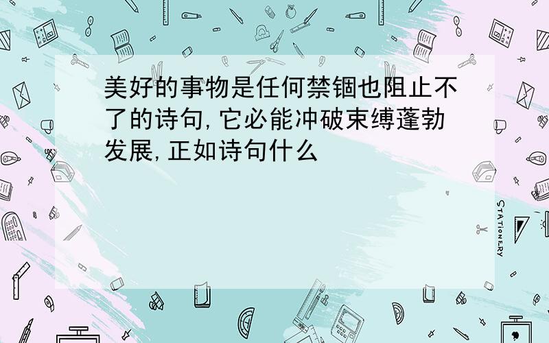 美好的事物是任何禁锢也阻止不了的诗句,它必能冲破束缚蓬勃发展,正如诗句什么