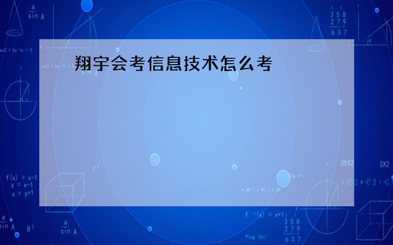 翔宇会考信息技术怎么考