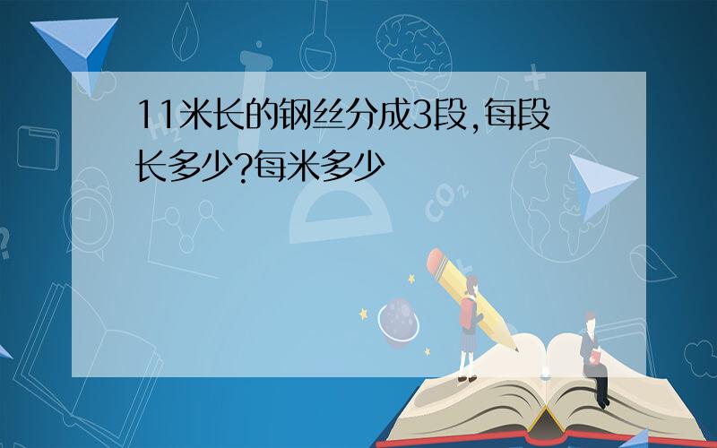 11米长的钢丝分成3段,每段长多少?每米多少