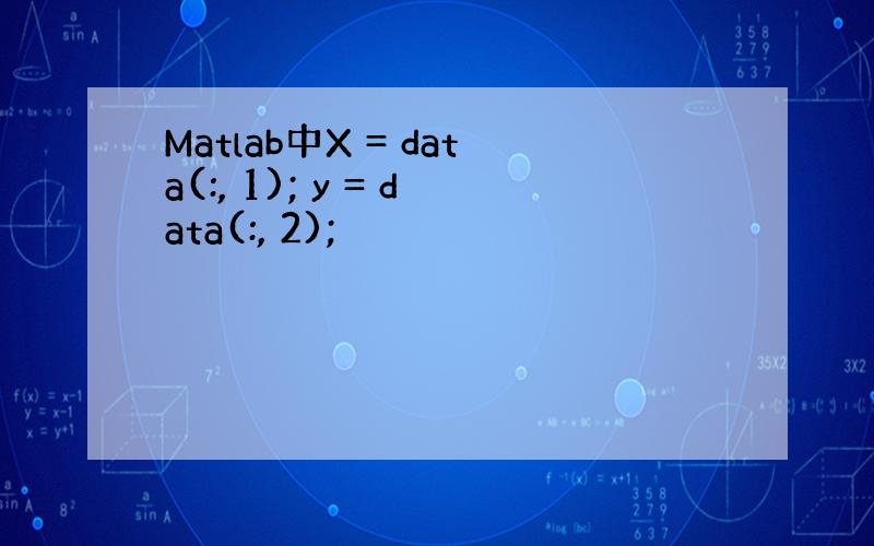 Matlab中X = data(:, 1); y = data(:, 2);