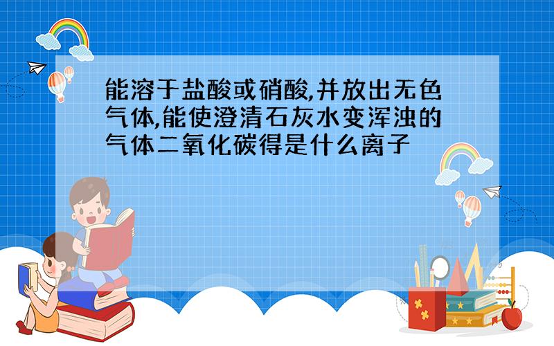 能溶于盐酸或硝酸,并放出无色气体,能使澄清石灰水变浑浊的气体二氧化碳得是什么离子