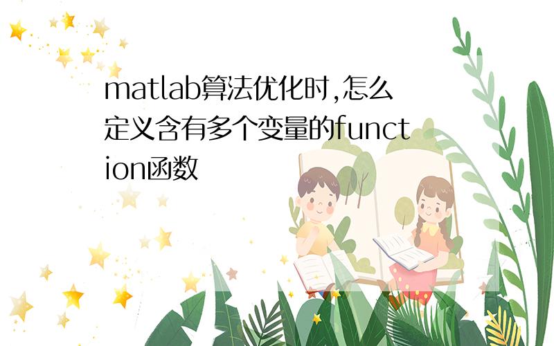 matlab算法优化时,怎么定义含有多个变量的function函数