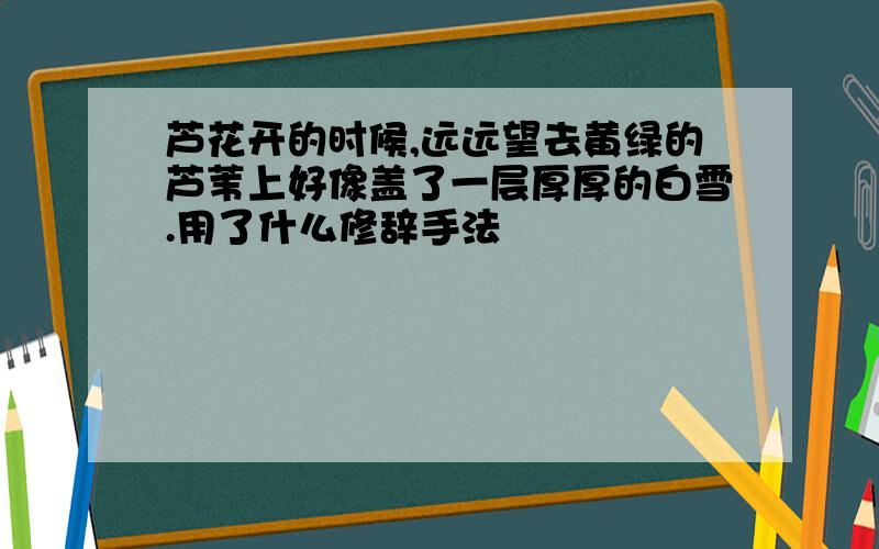 芦花开的时候,远远望去黄绿的芦苇上好像盖了一层厚厚的白雪.用了什么修辞手法