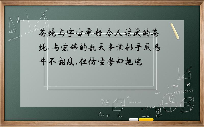 苍蝇与宇宙飞船 令人讨厌的苍蝇,与宏伟的航天事业似乎风马牛不相及,但仿生学却把它