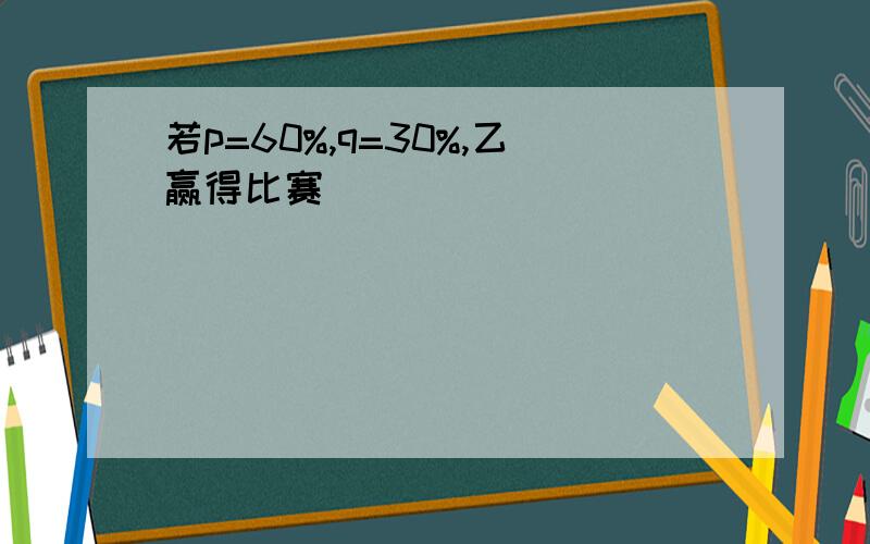 若p=60%,q=30%,乙赢得比赛