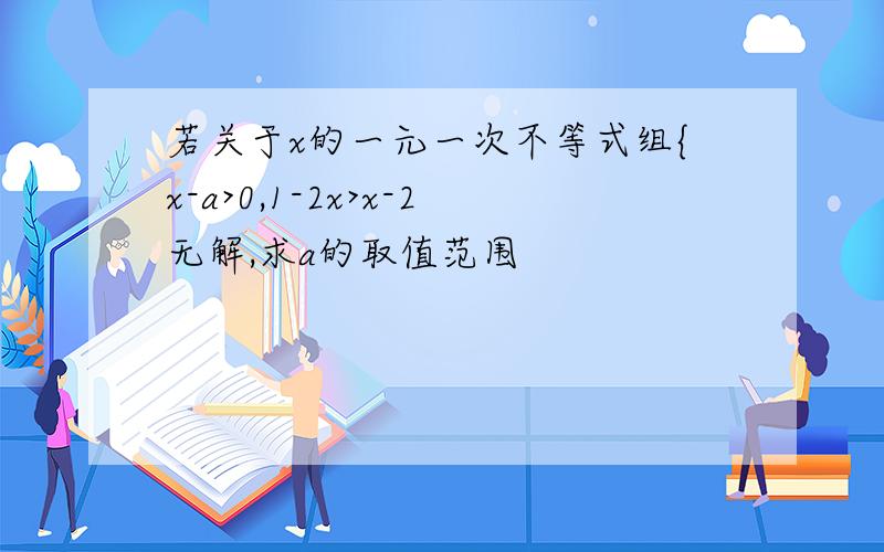 若关于x的一元一次不等式组{x-a>0,1-2x>x-2无解,求a的取值范围