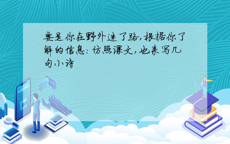 要是你在野外迷了路,根据你了解的信息:仿照课文,也来写几句小诗