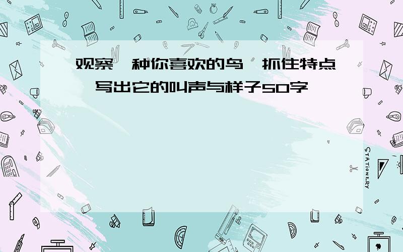 观察一种你喜欢的鸟,抓住特点,写出它的叫声与样子50字