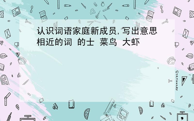 认识词语家庭新成员,写出意思相近的词 的士 菜鸟 大虾