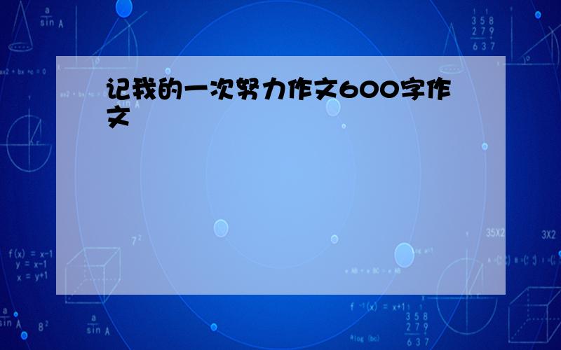 记我的一次努力作文600字作文