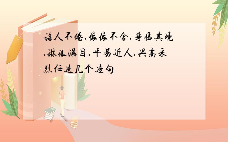 诲人不倦,依依不舍,身临其境,琳琅满目,平易近人,兴高采烈任选几个造句