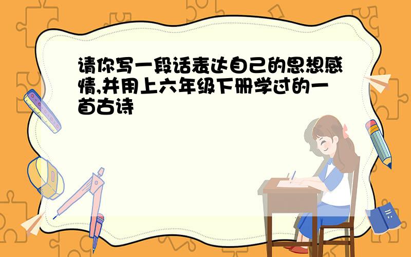 请你写一段话表达自己的思想感情,并用上六年级下册学过的一首古诗