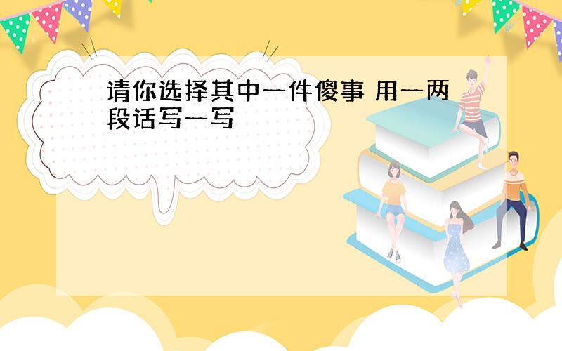 请你选择其中一件傻事 用一两段话写一写