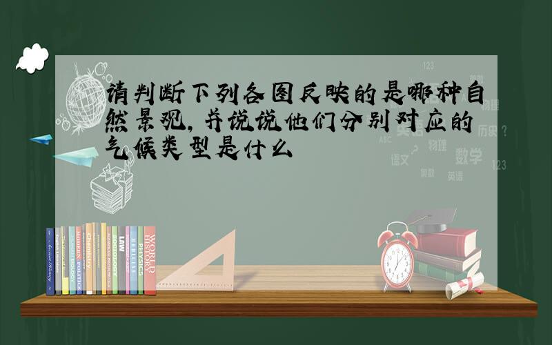 请判断下列各图反映的是哪种自然景观,并说说他们分别对应的气候类型是什么