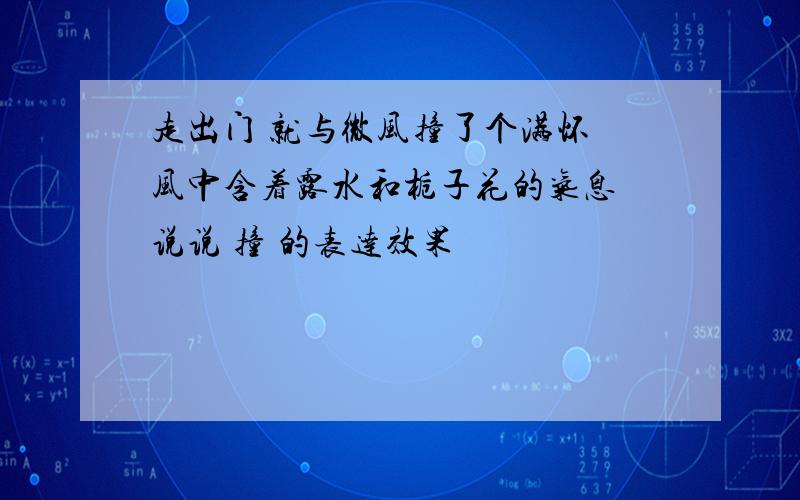 走出门 就与微风撞了个满怀 风中含着露水和栀子花的气息 说说 撞 的表达效果