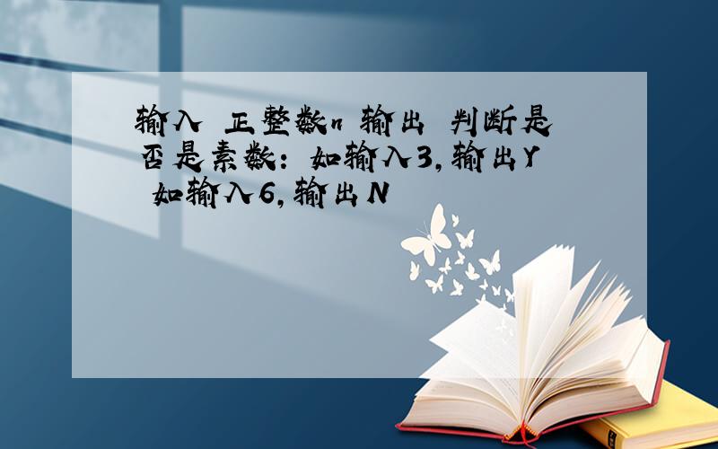 输入 正整数n 输出 判断是否是素数: 如输入3,输出Y 如输入6,输出N