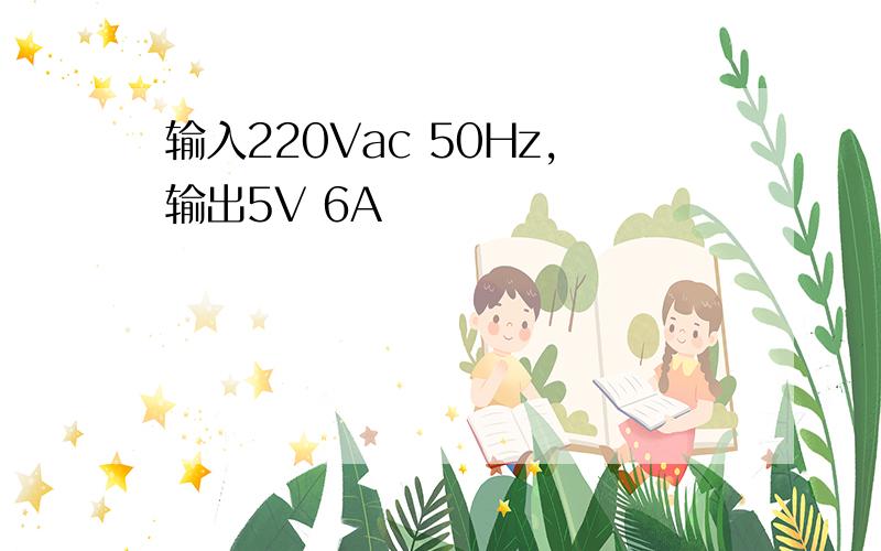 输入220Vac 50Hz,输出5V 6A