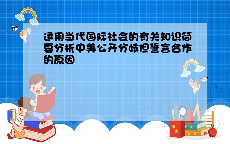 运用当代国际社会的有关知识简要分析中美公开分歧但誓言合作的原因