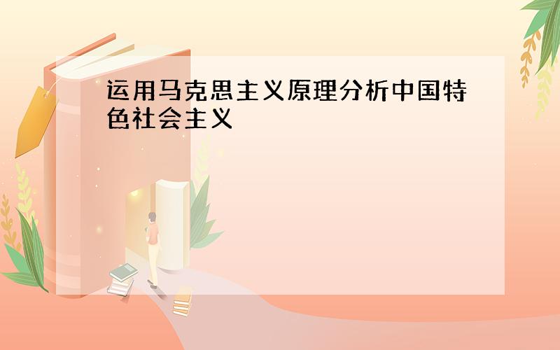 运用马克思主义原理分析中国特色社会主义