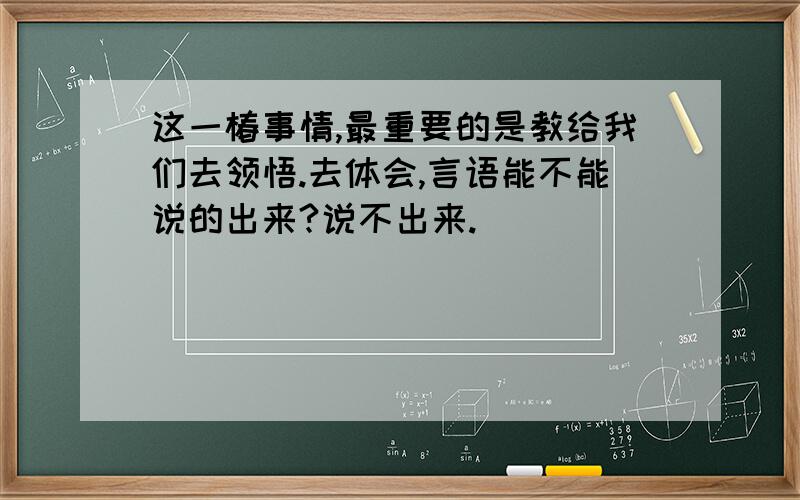 这一椿事情,最重要的是教给我们去领悟.去体会,言语能不能说的出来?说不出来.