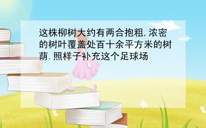 这株柳树大约有两合抱粗,浓密的树叶覆盖处百十余平方米的树荫.照样子补充这个足球场