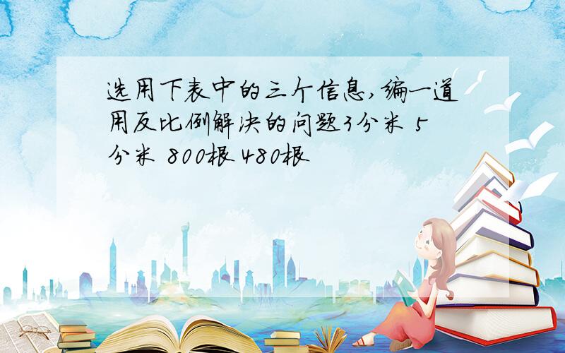 选用下表中的三个信息,编一道用反比例解决的问题3分米 5分米 800根 480根