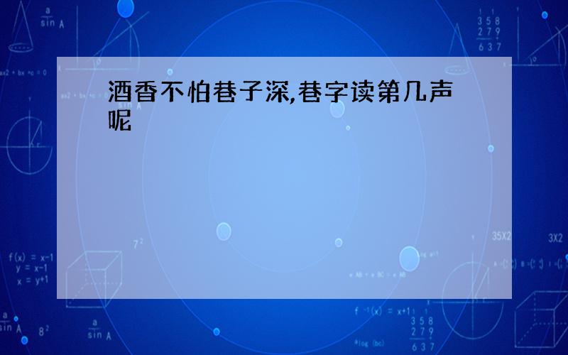 酒香不怕巷子深,巷字读第几声呢