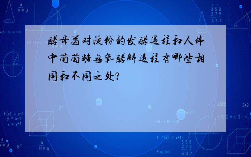 酵母菌对淀粉的发酵过程和人体中葡萄糖无氧酵解过程有哪些相同和不同之处?