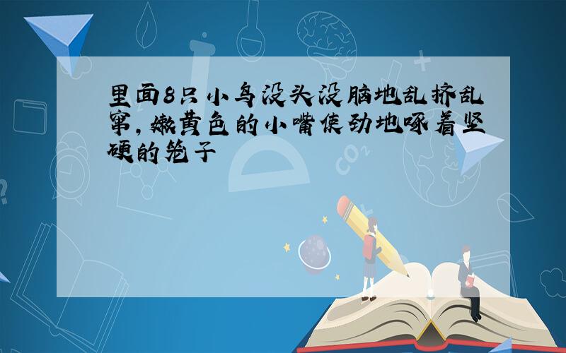 里面8只小鸟没头没脑地乱挤乱窜,嫩黄色的小嘴使劲地啄着坚硬的笼子