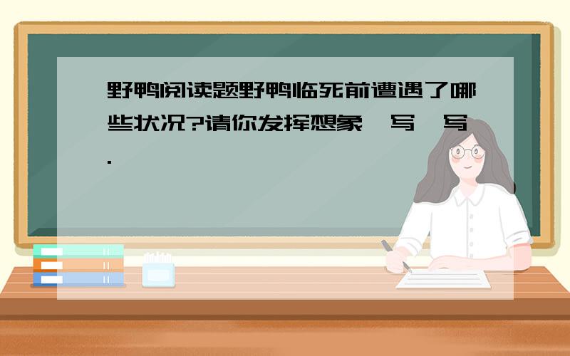 野鸭阅读题野鸭临死前遭遇了哪些状况?请你发挥想象,写一写.