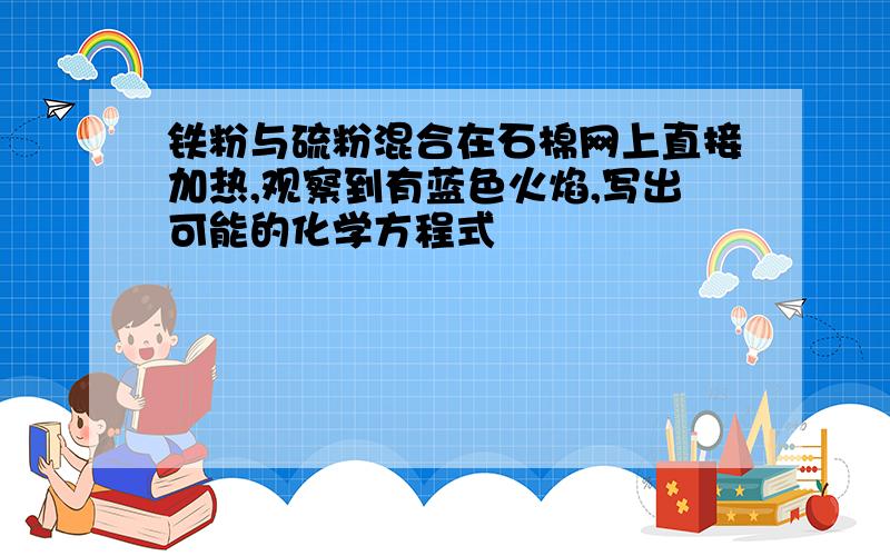 铁粉与硫粉混合在石棉网上直接加热,观察到有蓝色火焰,写出可能的化学方程式