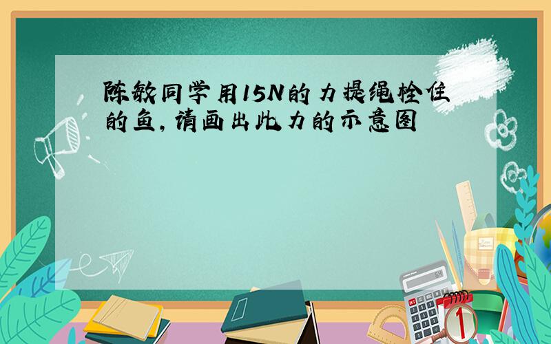 陈敏同学用15N的力提绳栓住的鱼,请画出此力的示意图