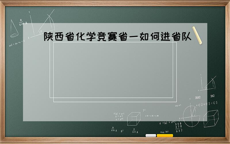 陕西省化学竞赛省一如何进省队