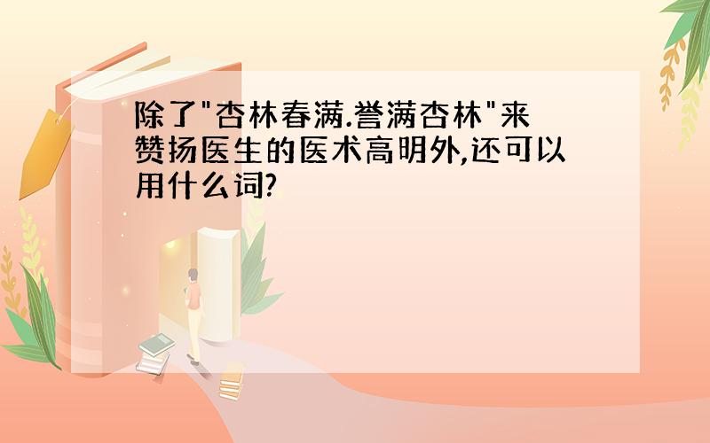 除了"杏林春满.誉满杏林"来赞扬医生的医术高明外,还可以用什么词?