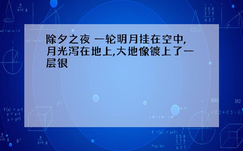 除夕之夜 一轮明月挂在空中,月光泻在地上,大地像镀上了一层银