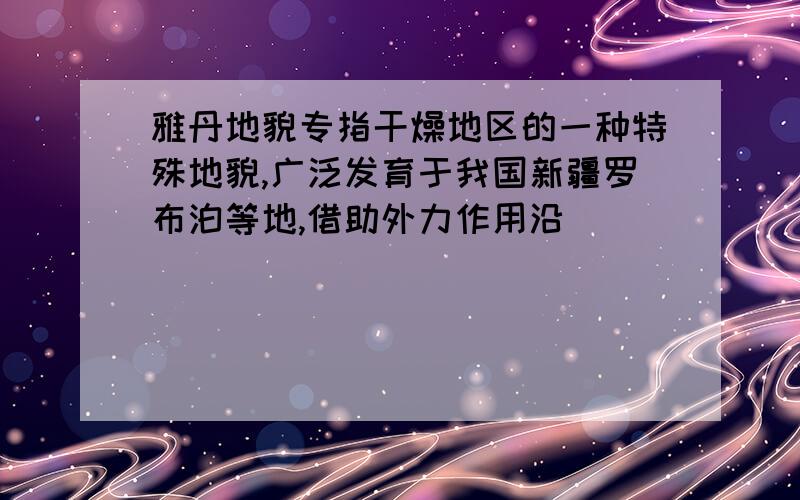 雅丹地貌专指干燥地区的一种特殊地貌,广泛发育于我国新疆罗布泊等地,借助外力作用沿