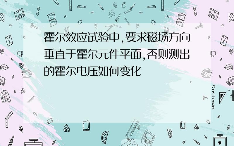 霍尔效应试验中,要求磁场方向垂直于霍尔元件平面,否则测出的霍尔电压如何变化