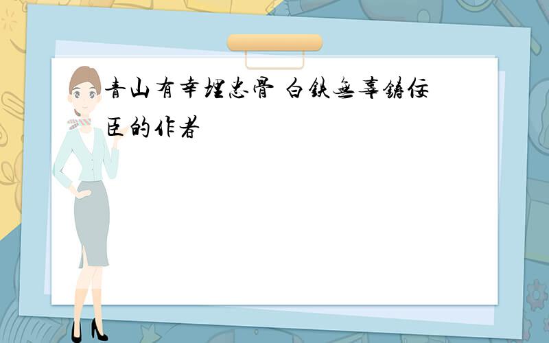 青山有幸埋忠骨 白铁无辜铸佞臣的作者