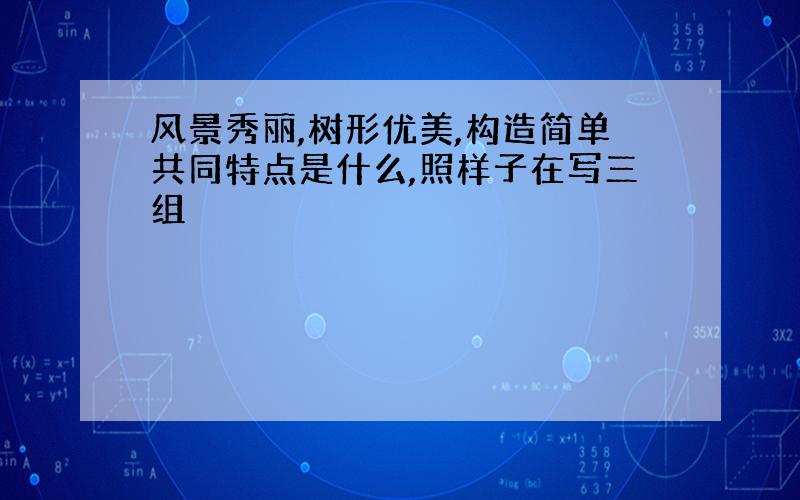 风景秀丽,树形优美,构造简单共同特点是什么,照样子在写三组