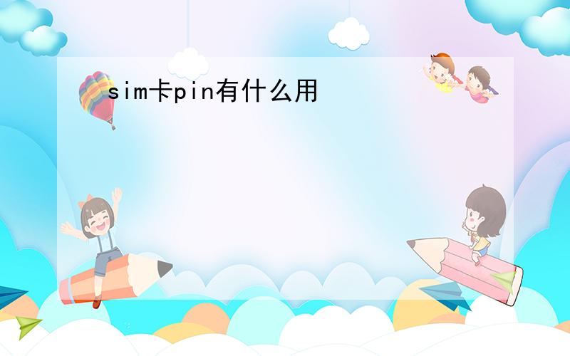 sim卡pin有什么用